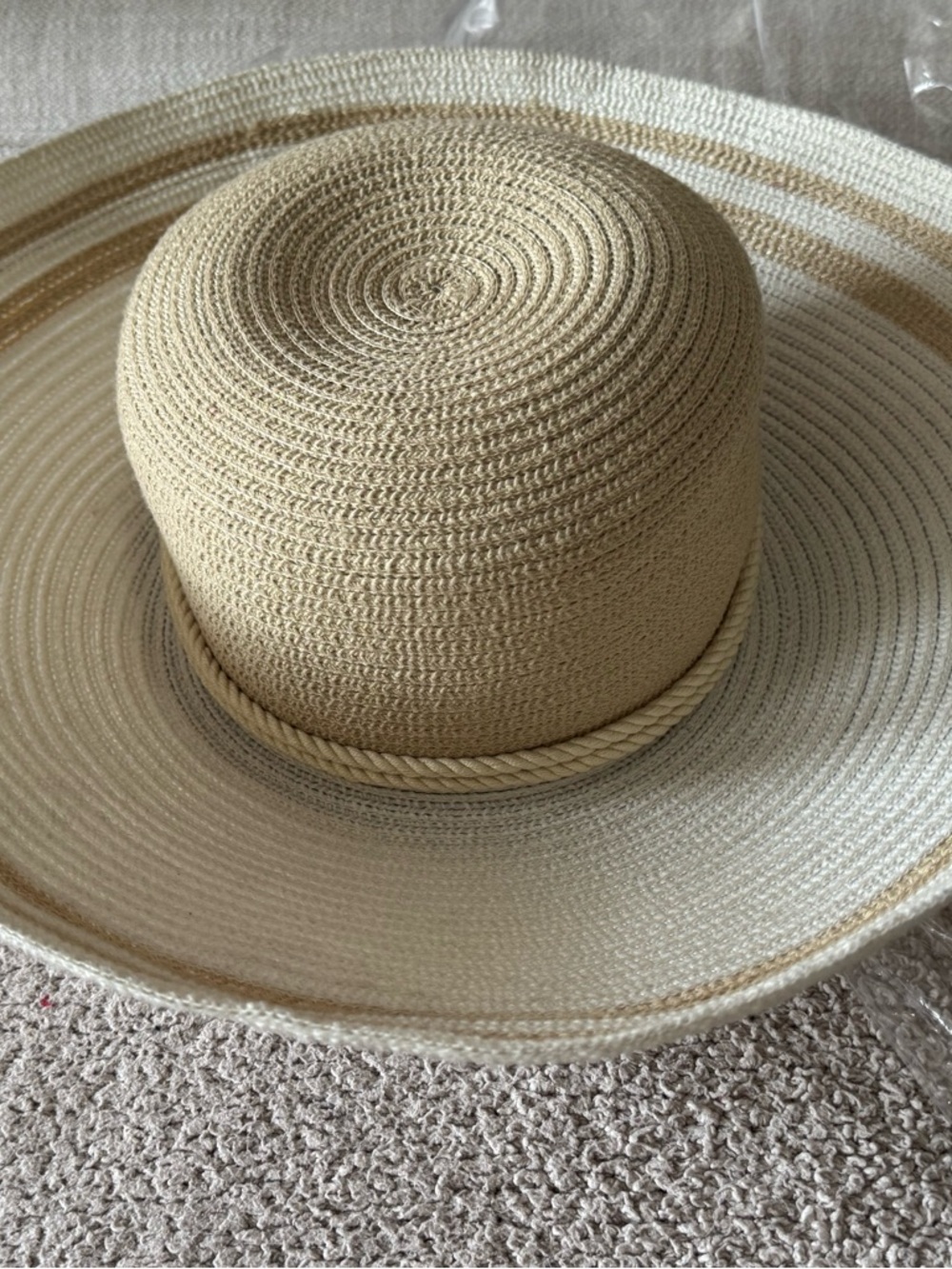 Eugenia Kim Two-Tone Braided Trim Straw Sun Hat - Cream & Tan